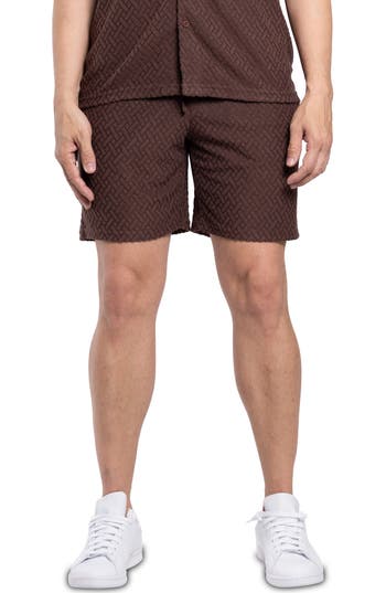 Spring + Mercer Casual Jacquard Terry Shorts In Dusty Chocolate