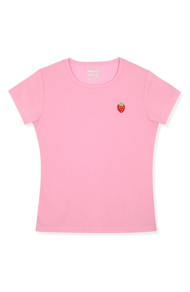 SLEEP ON IT Kids' Embroidered Strawberry T-Shirt & Boxer Shorts Set, Alternate, color, Pink
