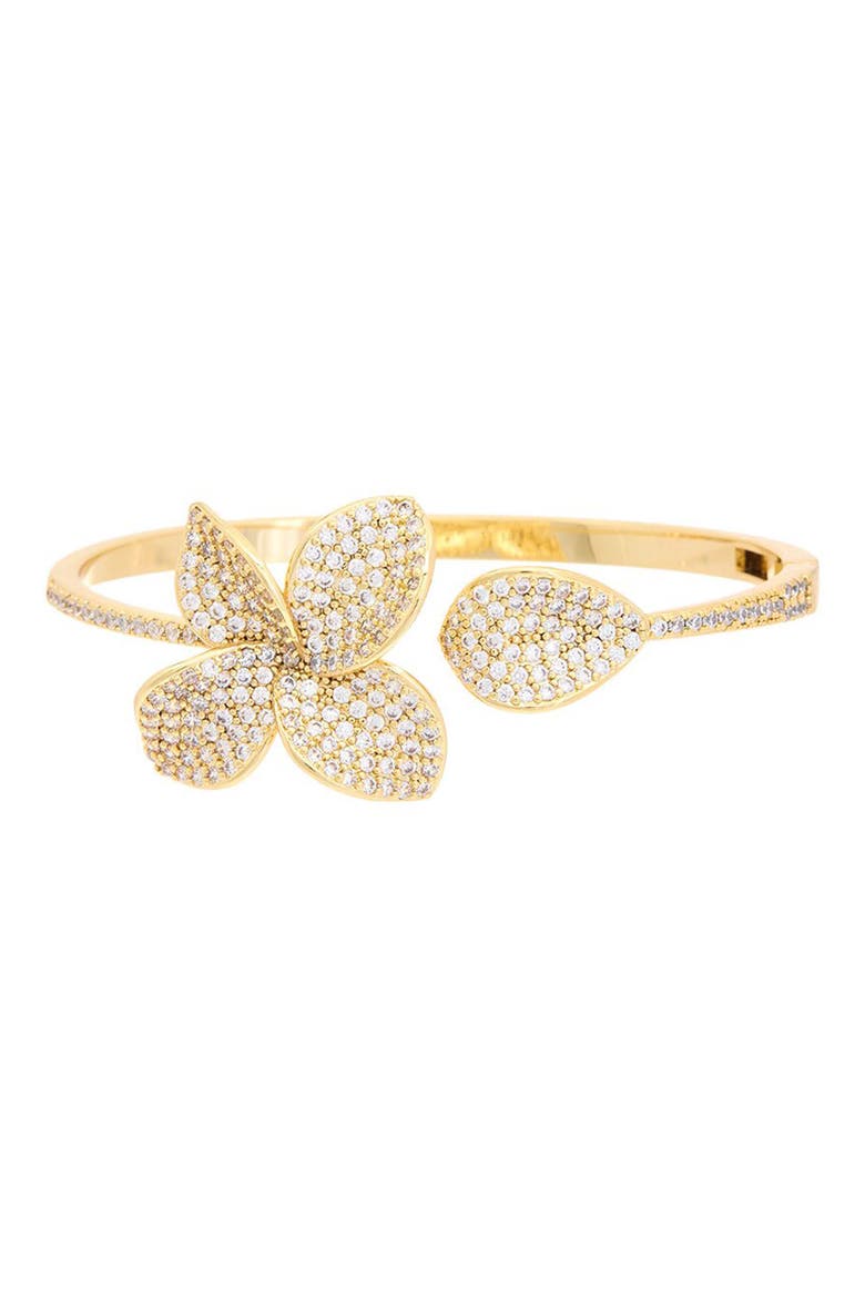 Pavé Flower Cuff Bracelet, Main, color, YELLOW