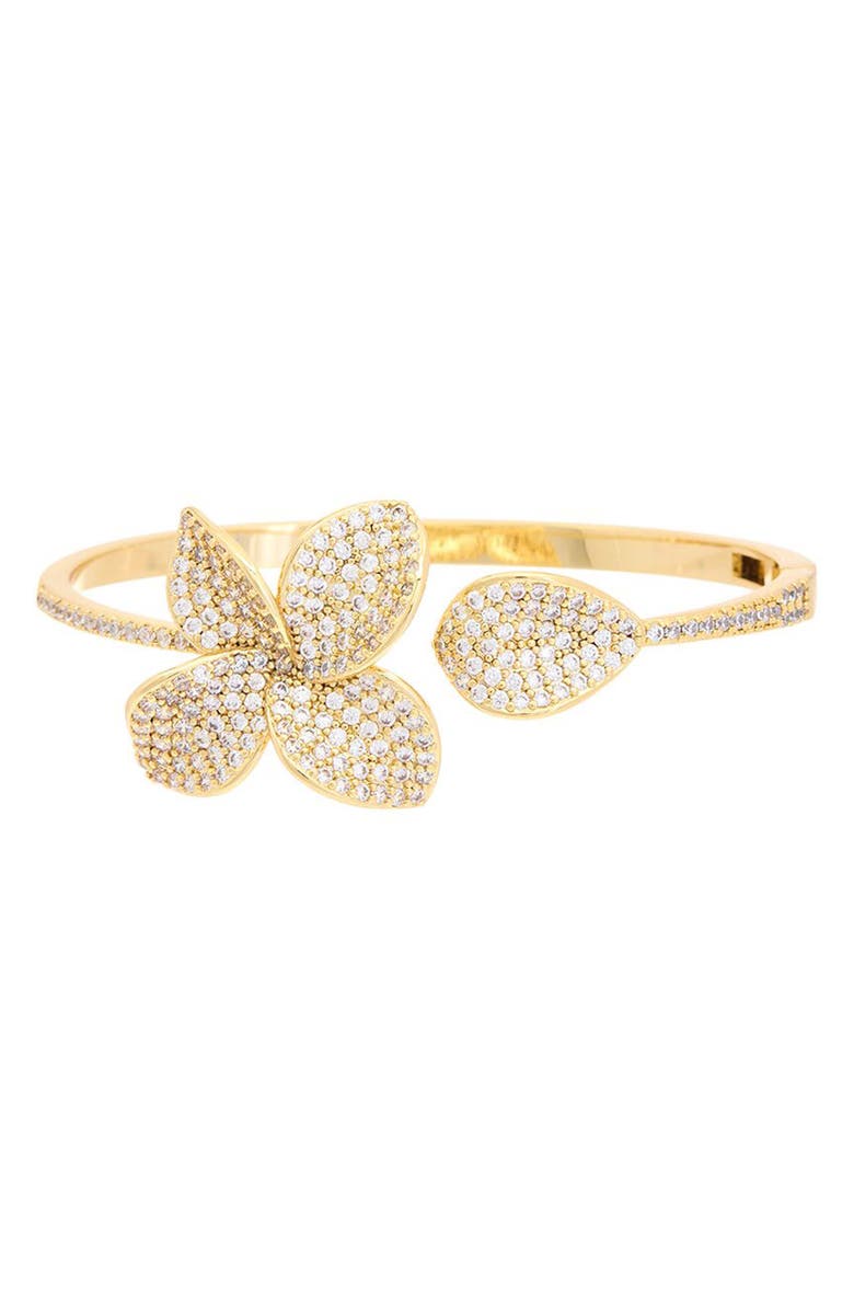 Juvell Pavé Flower Cuff Bracelet, Main, color, Yellow