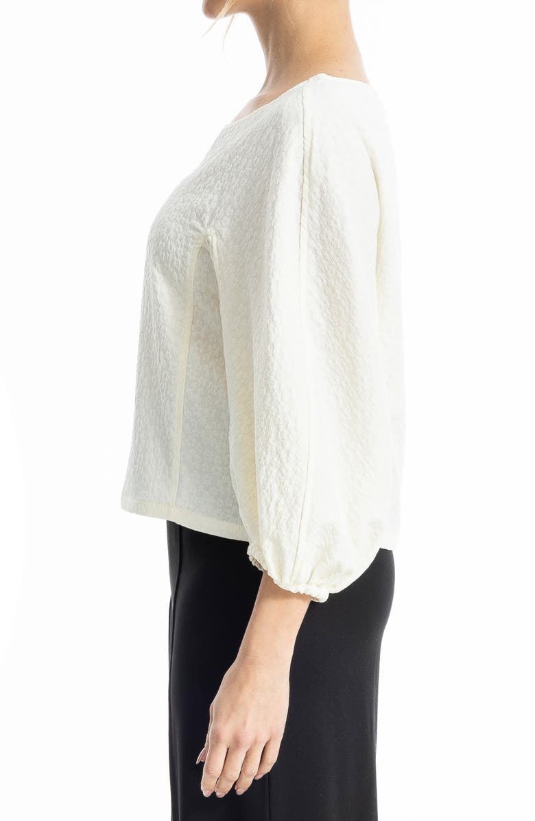 MAX STUDIO Floral Textured Balloon Sleeve Top, Alternate, color, Natural