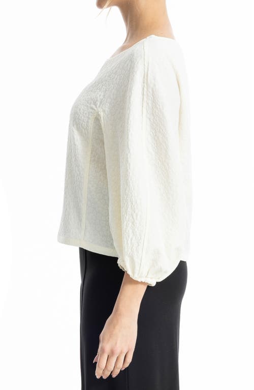 Max Studio Floral Textured Balloon Sleeve Top In Natural