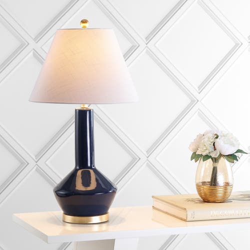 Jonathan Y Copenhagen 29" Ceramic/metal Led Table Lamp In Navy