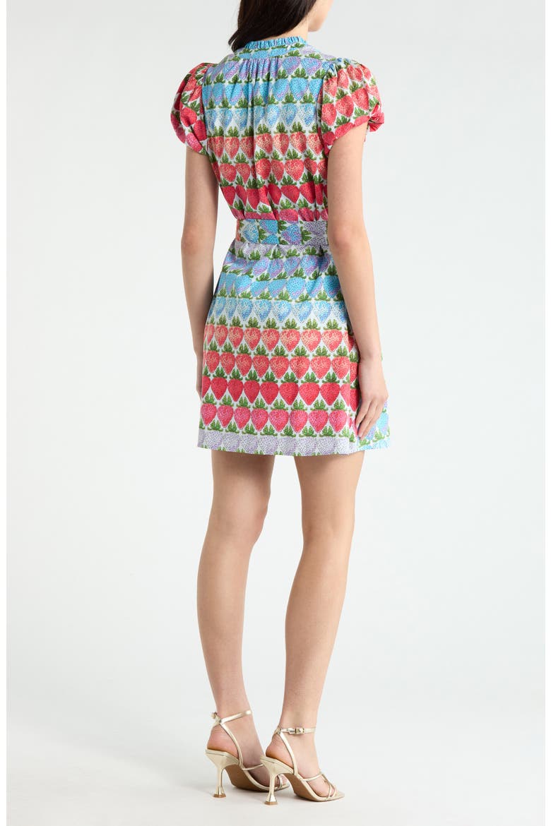 Berry Burst Orela Puff Sleeve Tie Belt Cotton Minidress, Alternate, color, MULTI