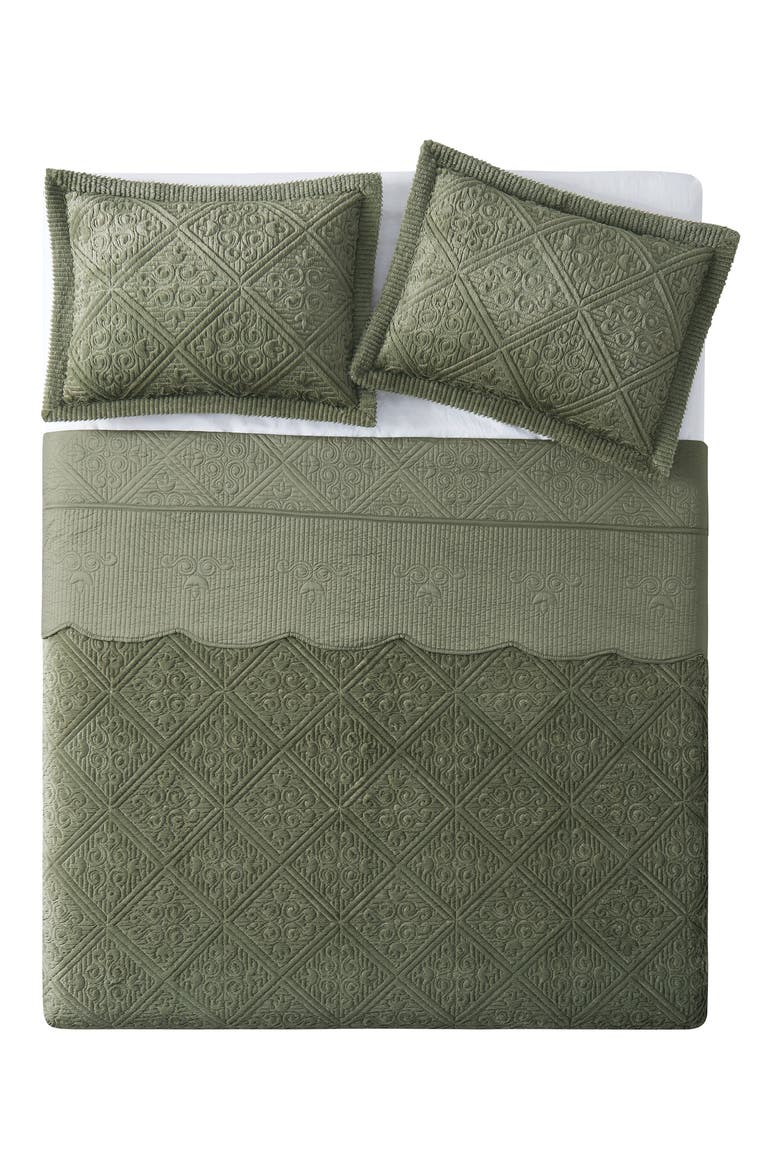 Westland Reversible Quilt & Shams Set, Main, color, OLIVE MOSS