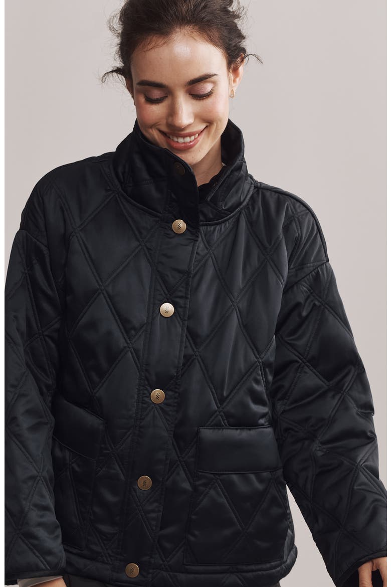 Dalston Water Repellent Quilted Jacket, Alternate, color, BLACK