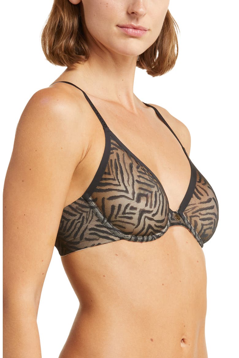 Allure Sheer Underwire T-Shirt Bra, Alternate, color, BLACK