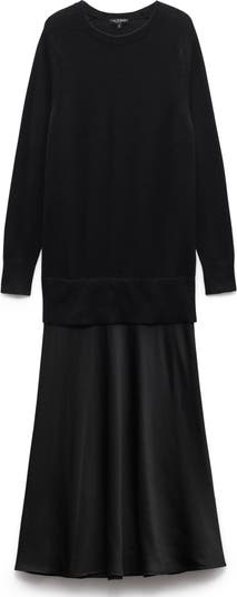 Millie Long Sleeve Mixed Media Wool Blend Sweater Dress
