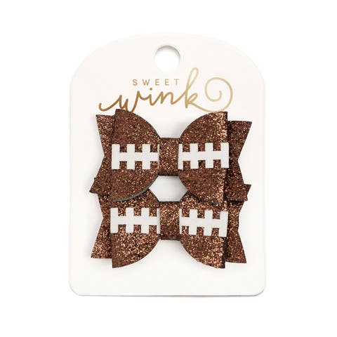 Game Day Glitter Bow Clip Set