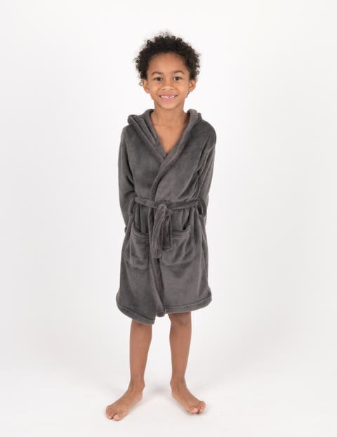Kids Fleece Hooded Robe, Solid Colors