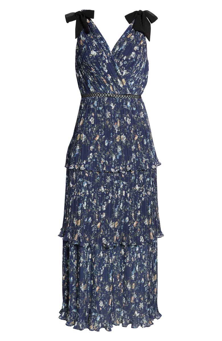 Lulus Floral Tiered Ruffle Chiffon Dress, Alternate, color, 