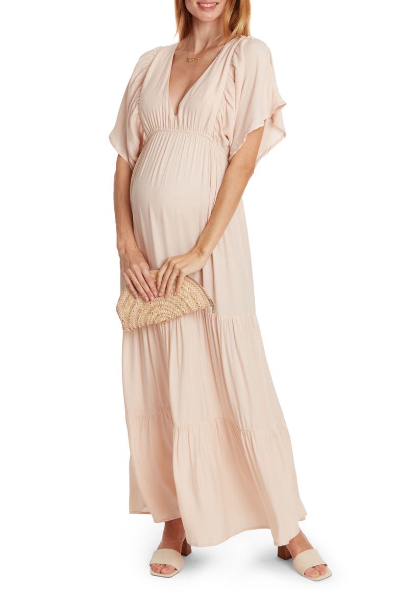 Claudette Maternity Maxi Dress, Main, color, SAND