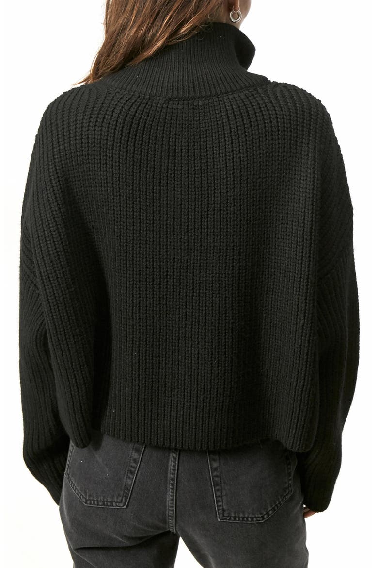 Fisherman Half Zip Sweater, Alternate, color, BLACK