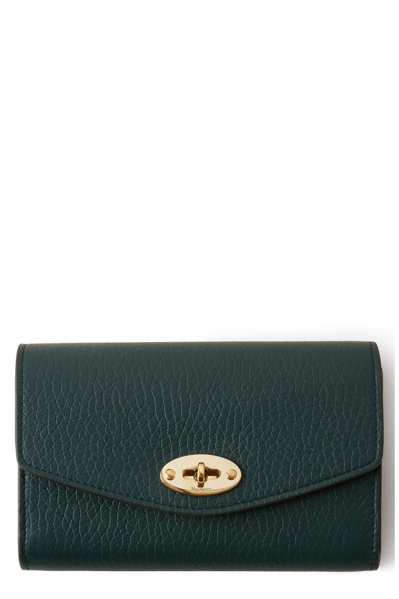 Medium Darley Leather Wallet, Main, color, MULBERRY GREEN