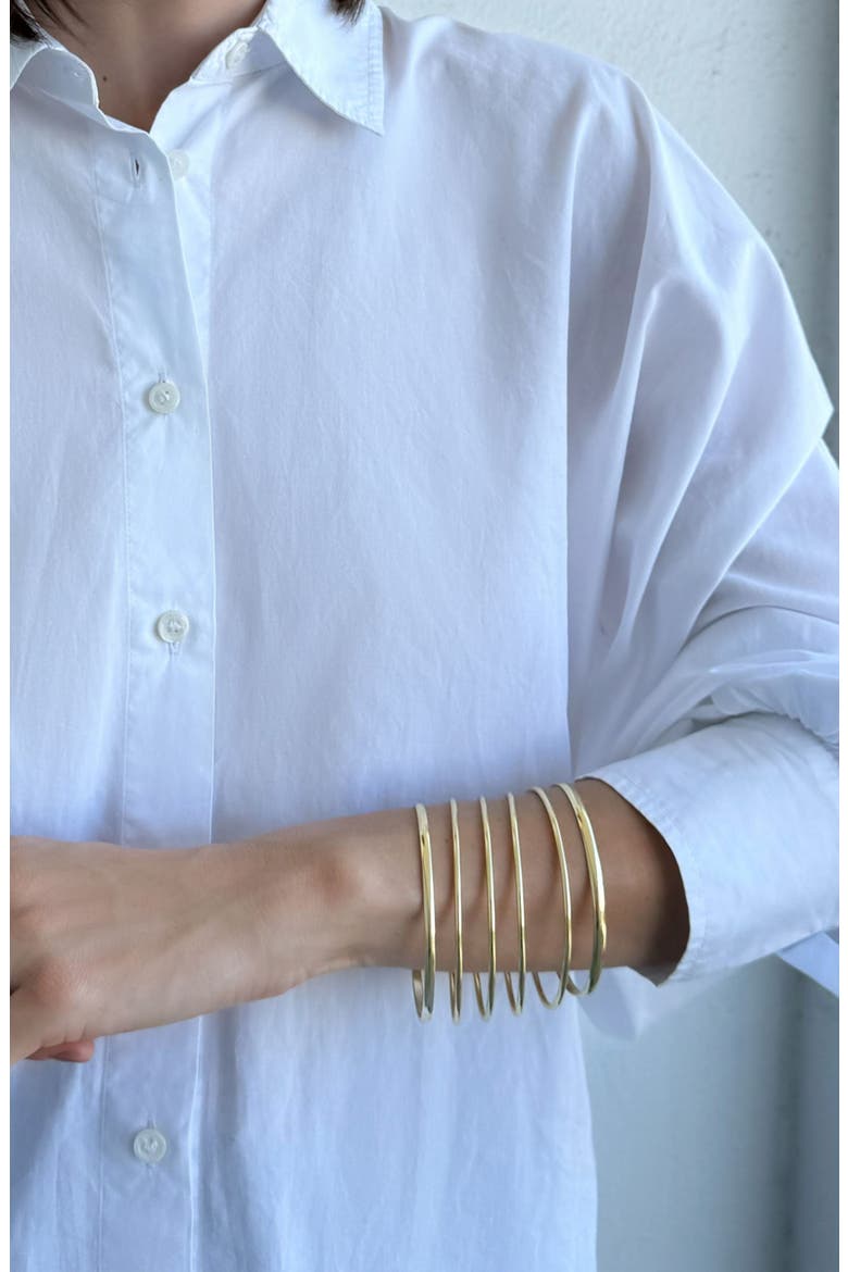 Set of 6 Thin Bangle Bracelets, Alternate, color, GOLD