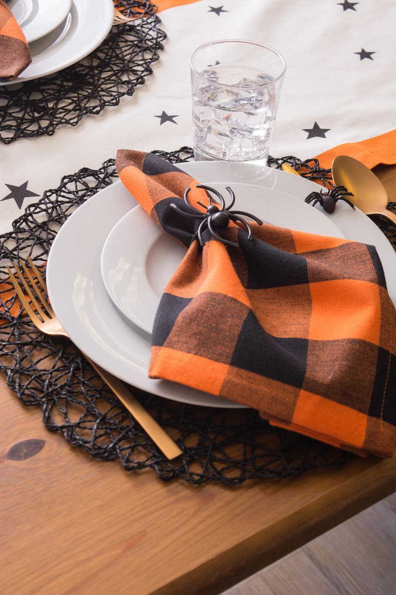 Woven Paper Round Placemat Set/6, 15" Dia, Alternate, color, Black