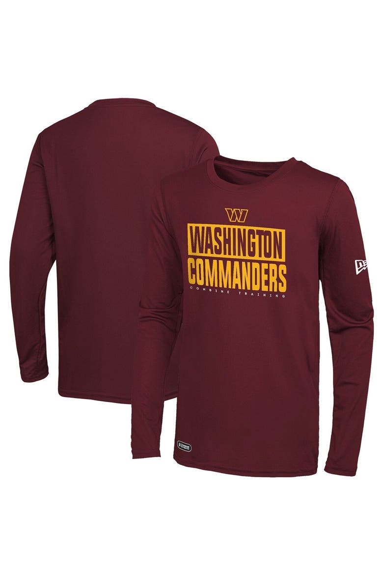 Men's New Era Burgundy Washington Commanders Combine Authentic Offsides Long Sleeve T-Shirt, Main, color, Burgundy