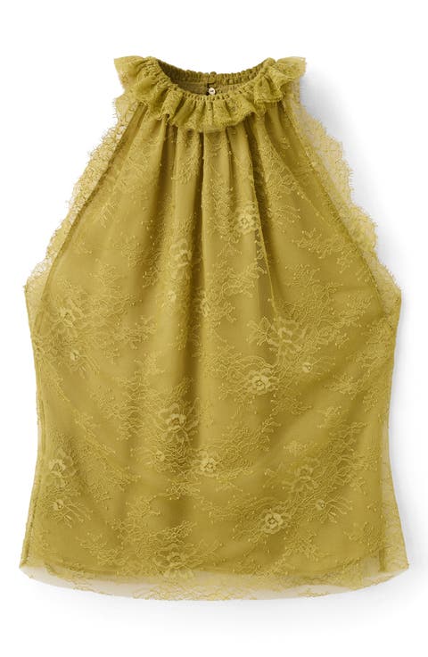 Ruffle Collar Lace Top