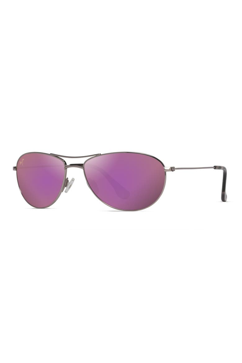 Baby Beach 56mm Mirrored PolarizedPlus2® Aviator Sunglasses, Alternate, color, ROSE GOLD/ MAUI SUNRISE