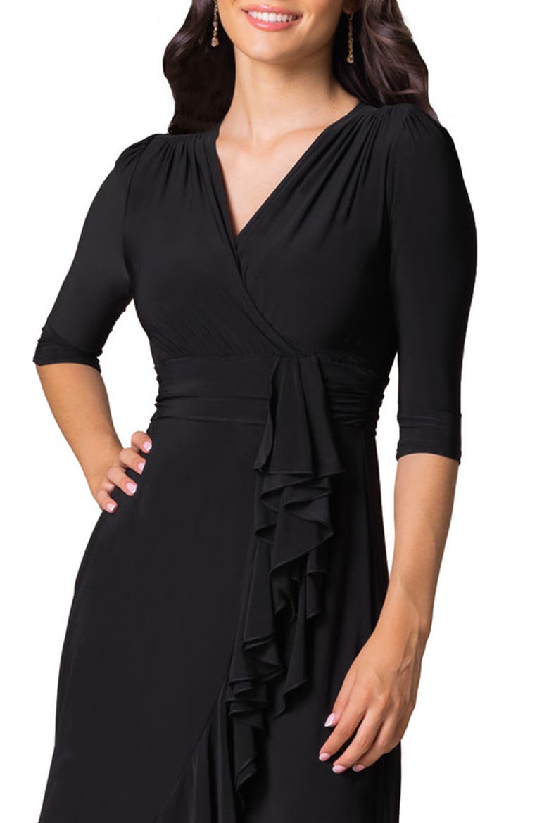 Veronica Ruffle Evening Gown, Alternate, color, Onyx