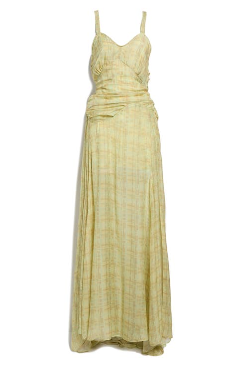 Plume Plaid Silk Chiffon Gown