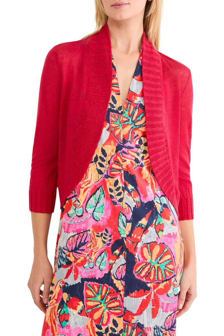 Linen Blend Bolero Cardigan, Main, color, TRUE RED