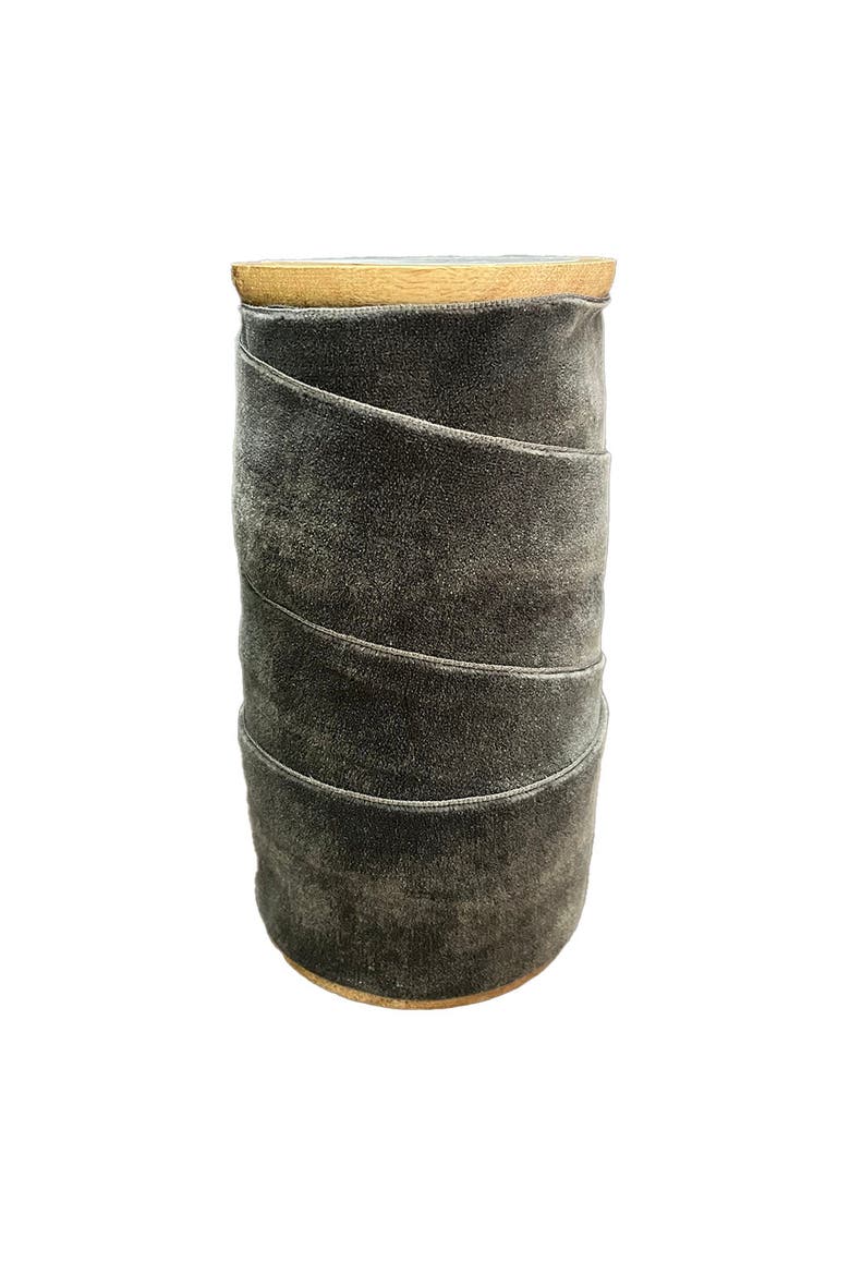 Wide Hand Dyed Velvet Ribbon Dark Grey, Main, color, Dark Grey