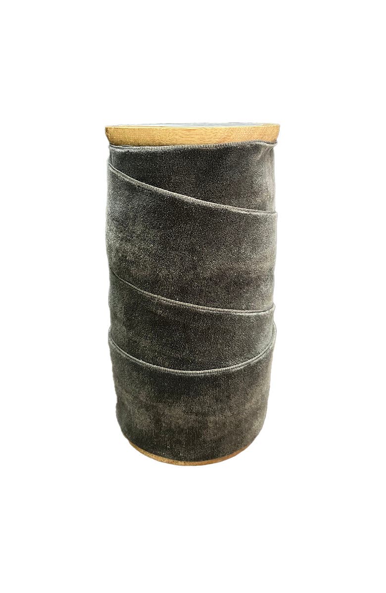 CG Hunter Wide Hand Dyed Velvet Ribbon Dark Grey, Main, color, Dark Grey