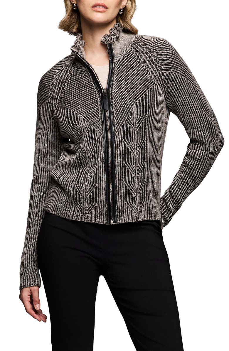 NIC+ZOE NIC AND ZOE ENGINEERED ZIP CARDIGAN, Main, color, Black Multi