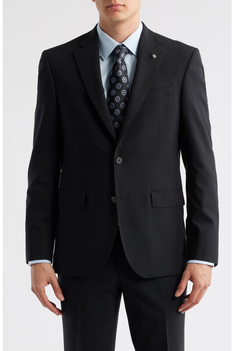 Stacie Trim Fit Solid Black Wool Suit, Alternate, color, BLACK