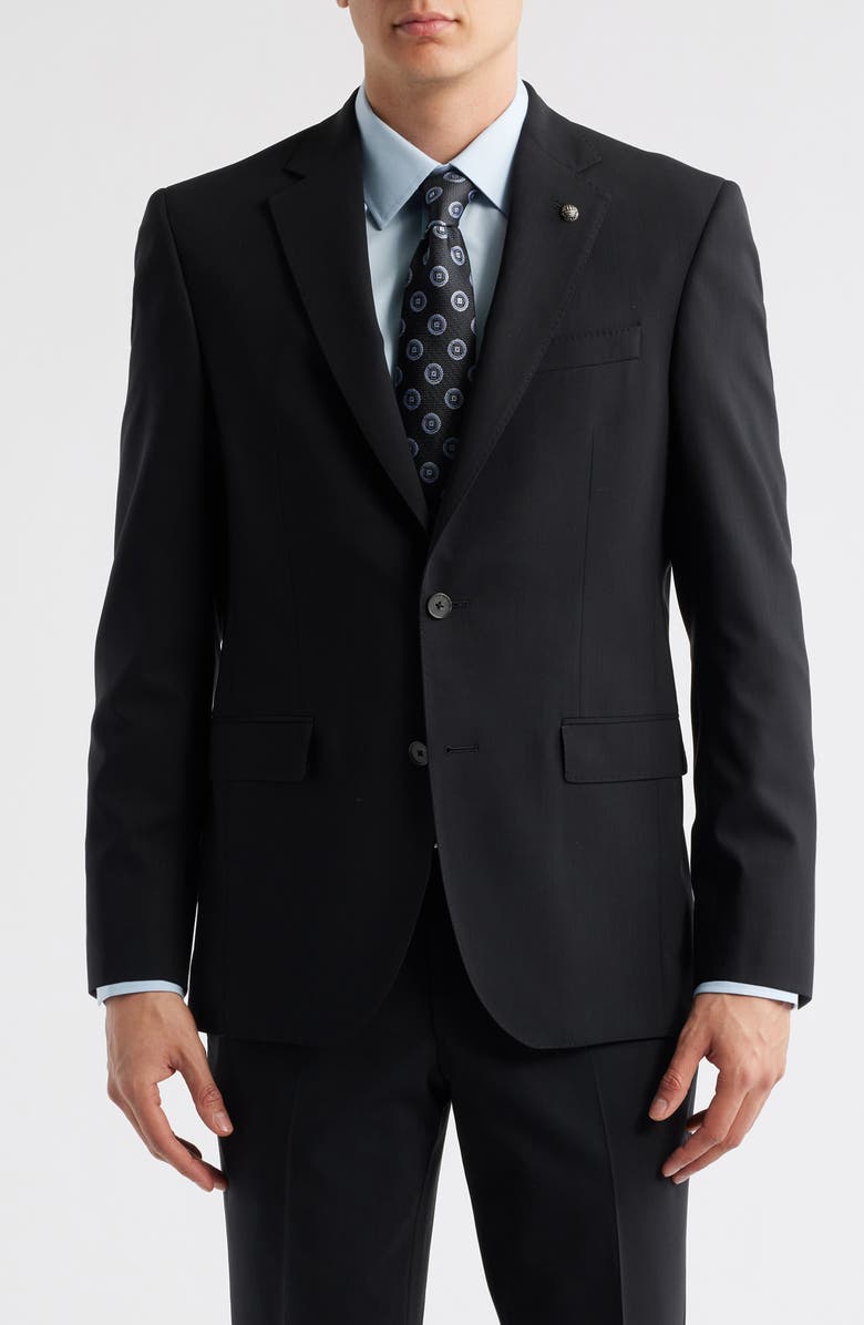 Jack Victor Stacie Trim Fit Solid Black Wool Suit, Alternate, color, Black