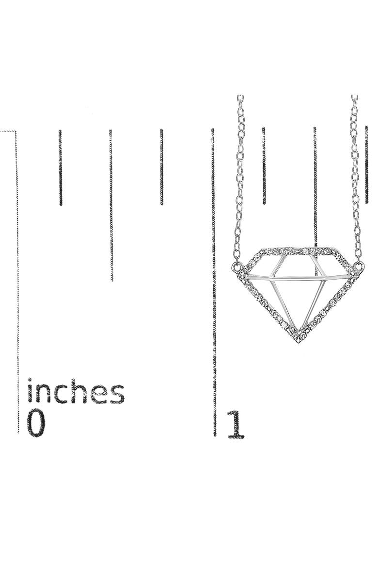 Silver 1/7 Cttw Lab Grown Diamond Diamond Shaped Pendant Necklace, Alternate, color, White