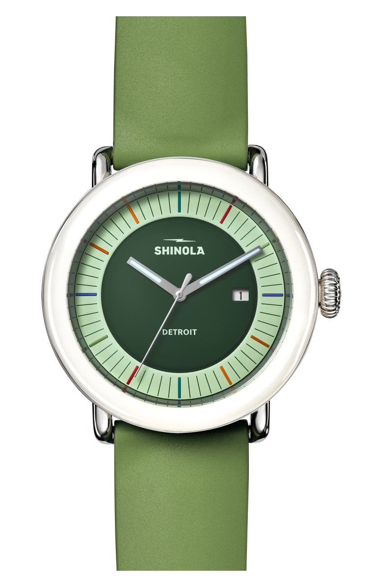 Shinola Detrola Rubber Strap Watch, 41mm, Main, color, Deep Olive