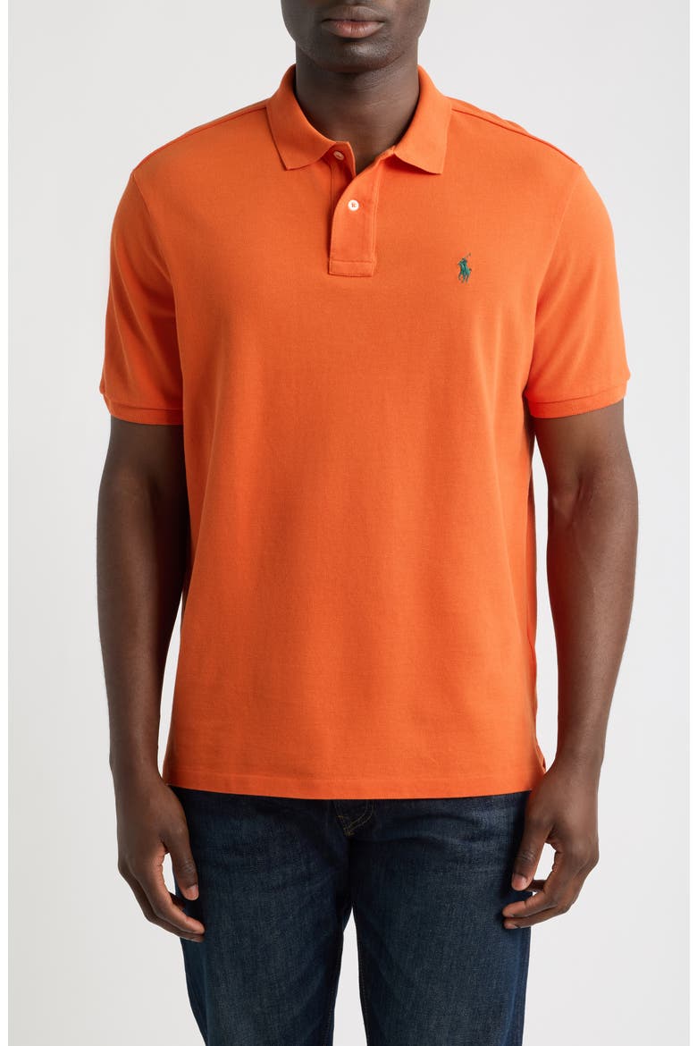The Iconic Classic Fit Mesh Polo, Main, color, ORANGE