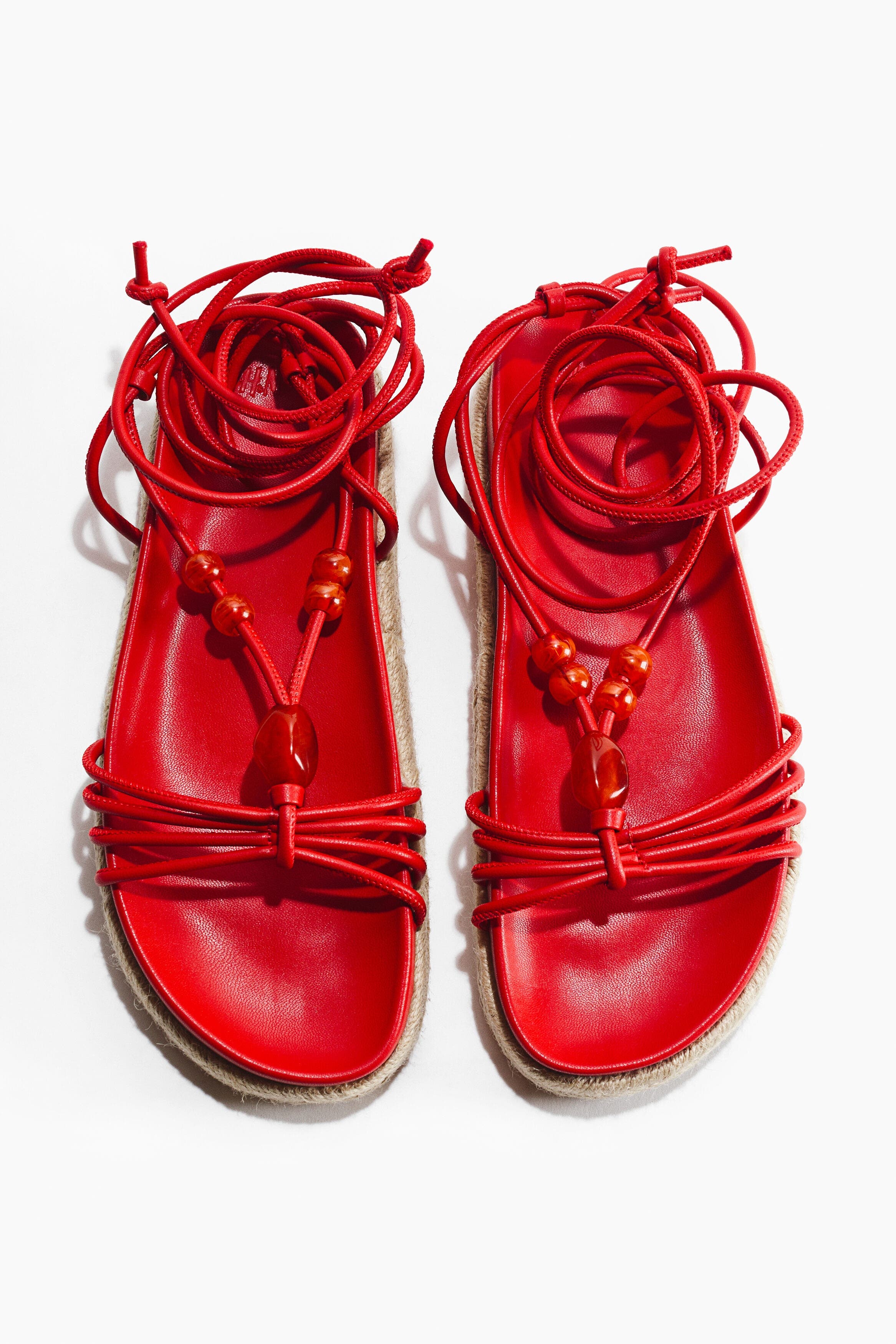 H&M Strappy Espadrilles, Alternate, color, Red
