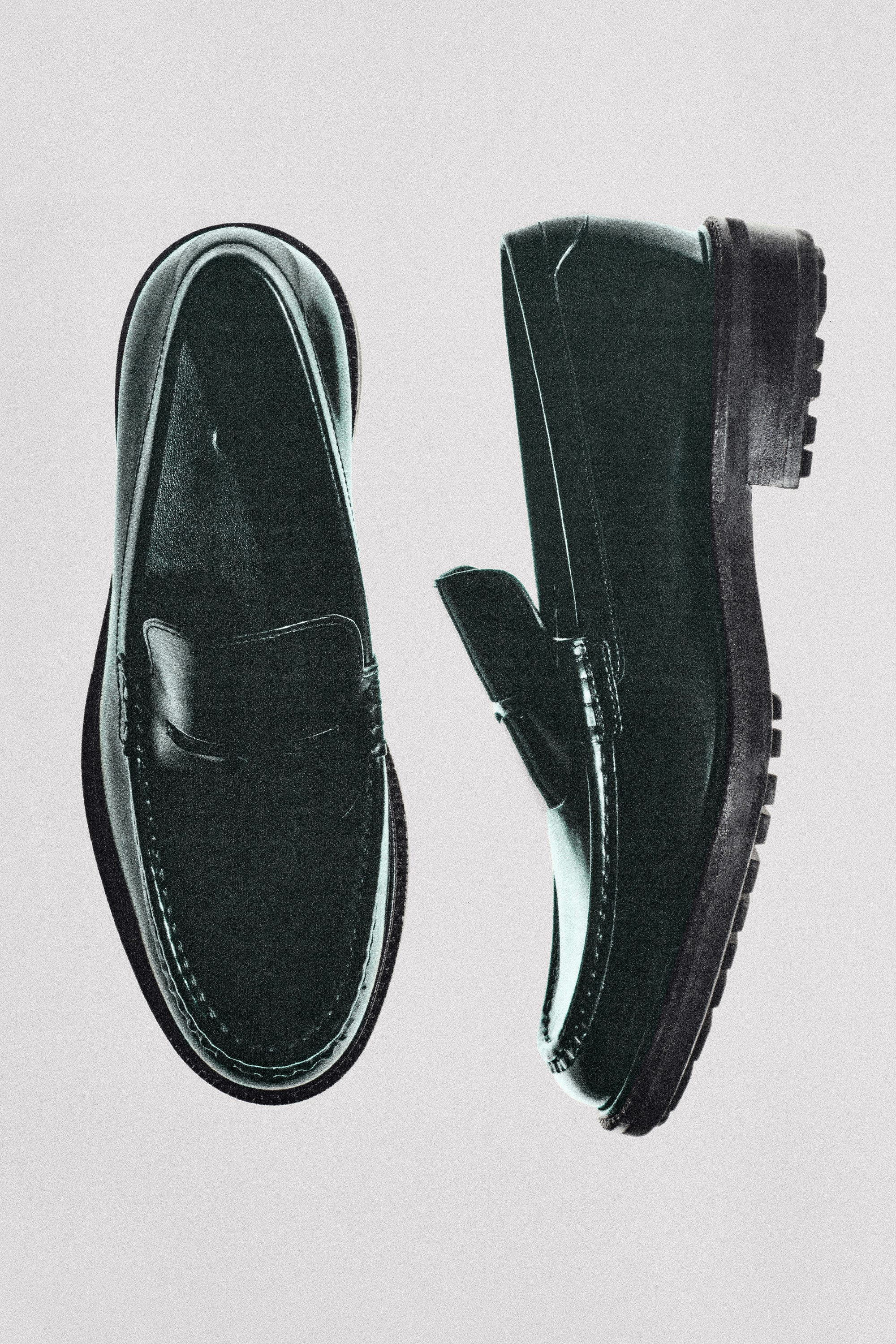 COS Rubbed-leather Loafers, Alternate, color, Dark Green