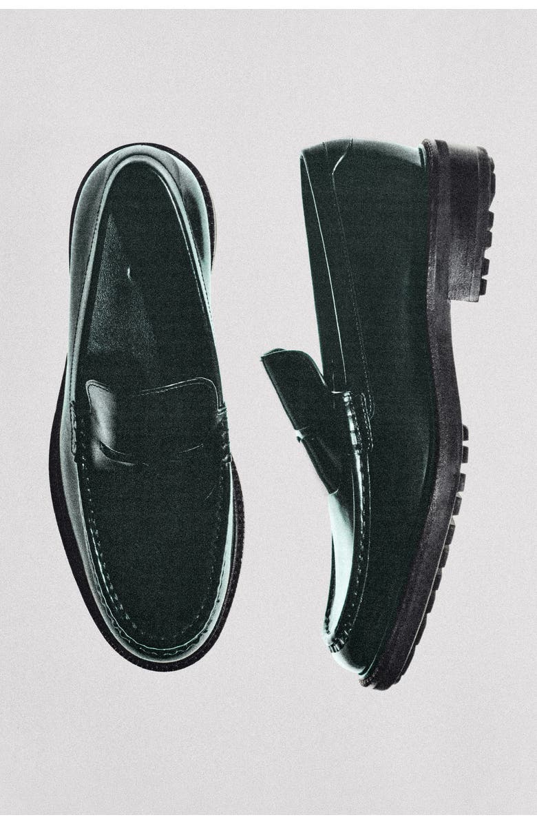 COS Rubbed-leather Loafers, Alternate, color, Dark Green