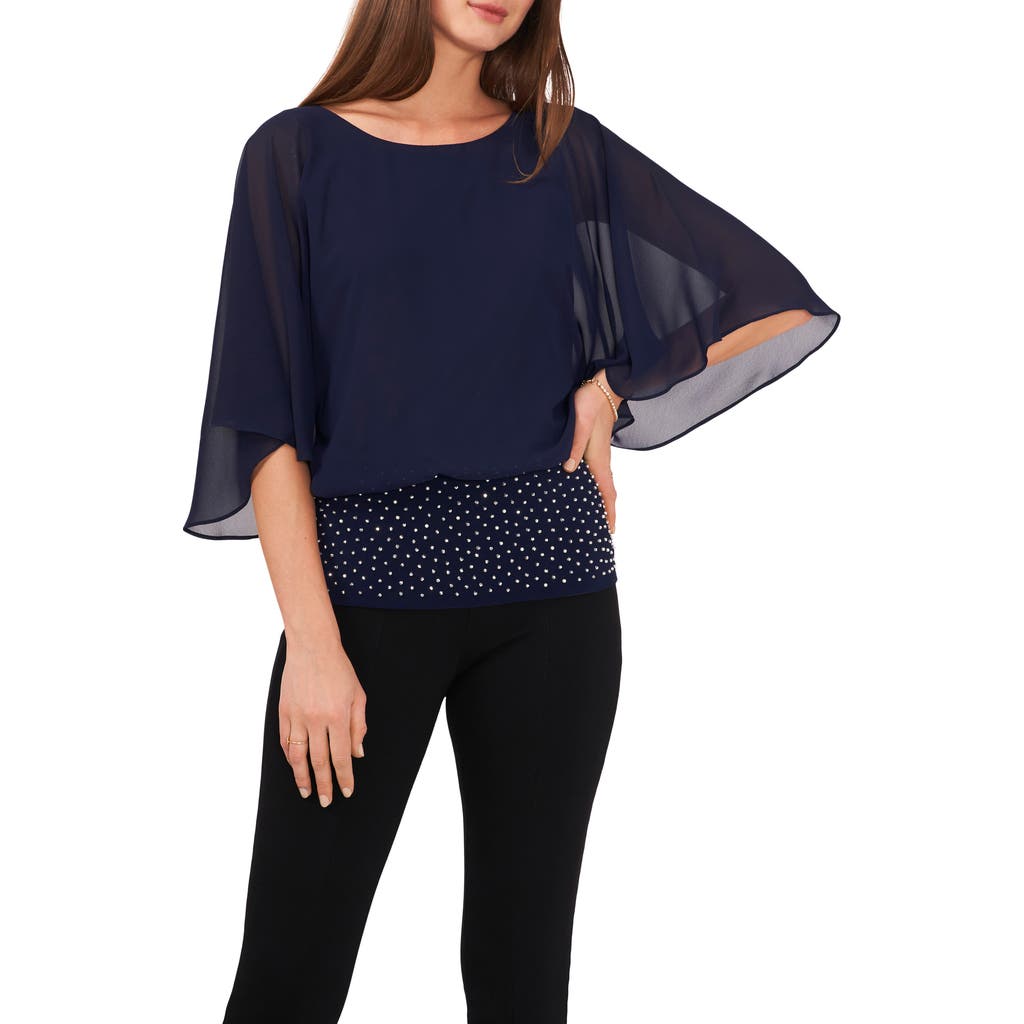 Chaus Flutter Sleeve Blouson Top In Blue
