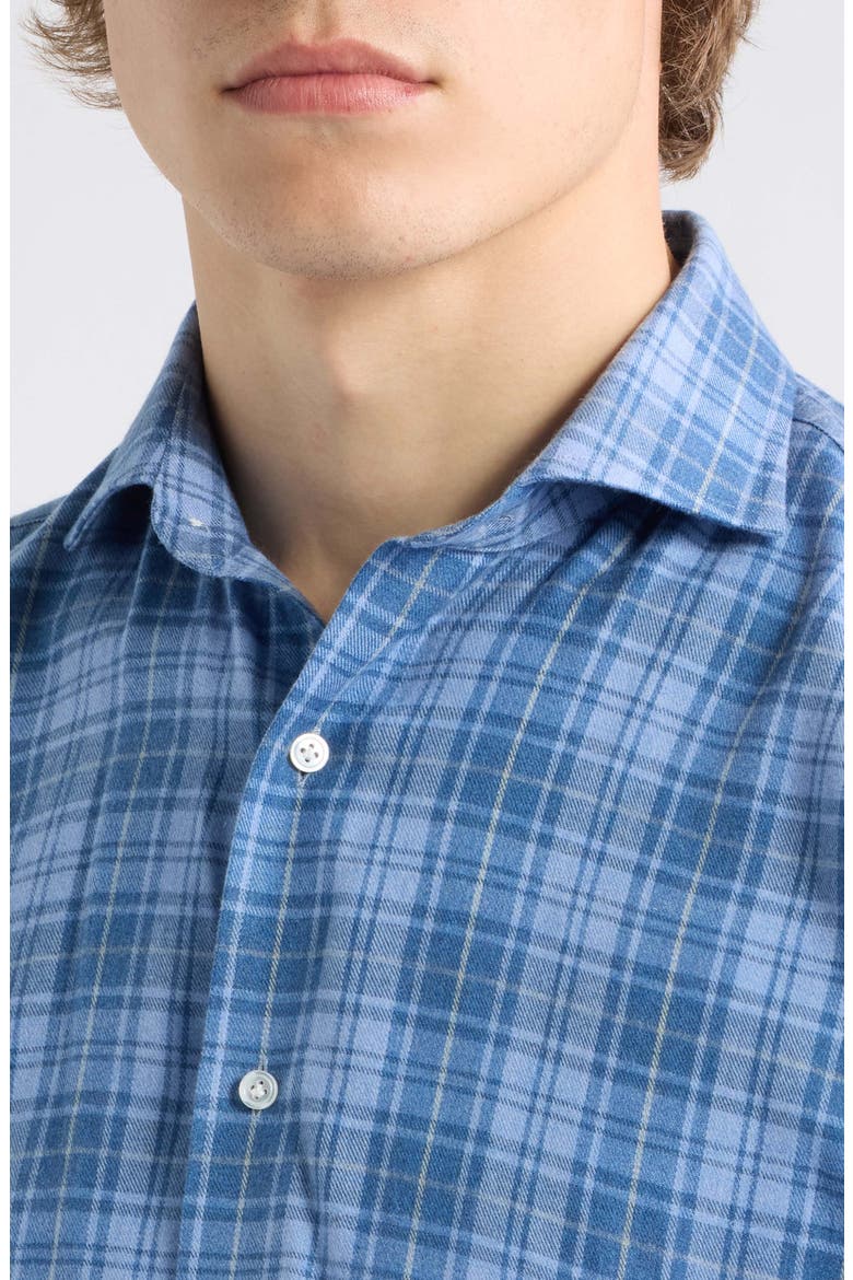 Crown Crafted Plaid Flannel Button-Up Shirt, Alternate, color, WINDY BLUE