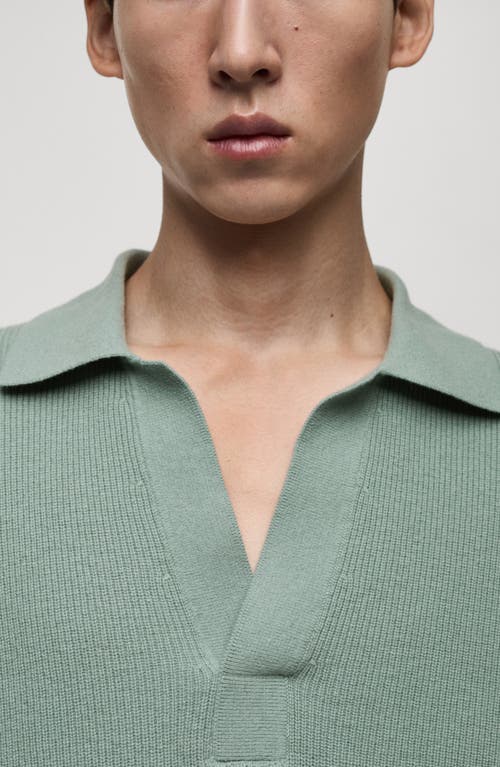 Mango Polo Sweater In Green