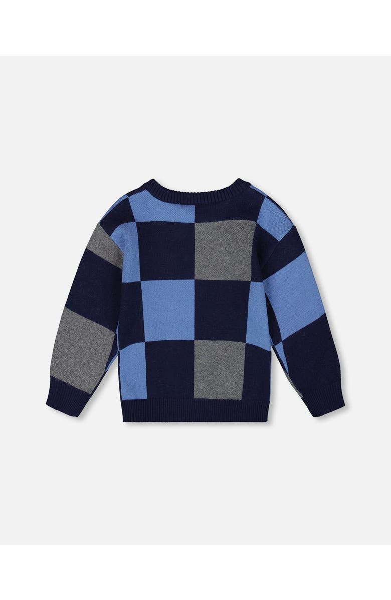 Deux par Deux Knit Sweater, Alternate, color, Blue Checkered