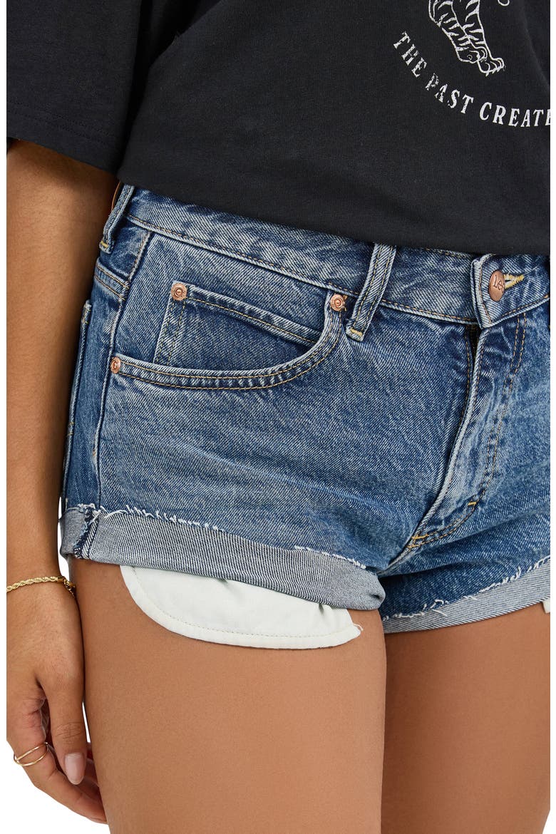 Shorty Cutoff Denim Shorts, Alternate, color, CLASSIC INDIGO