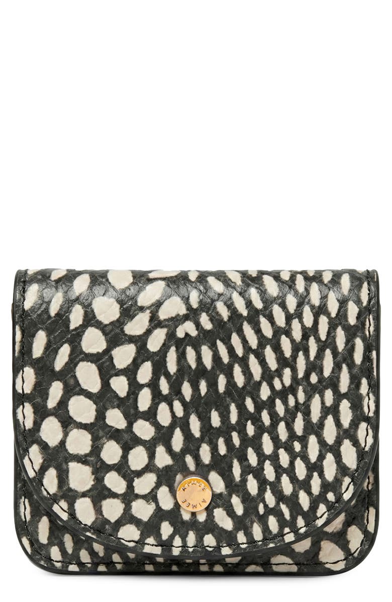 AIMEE Pucker Up Leather Card Case, Main, color, Black/White Embossed Lizard