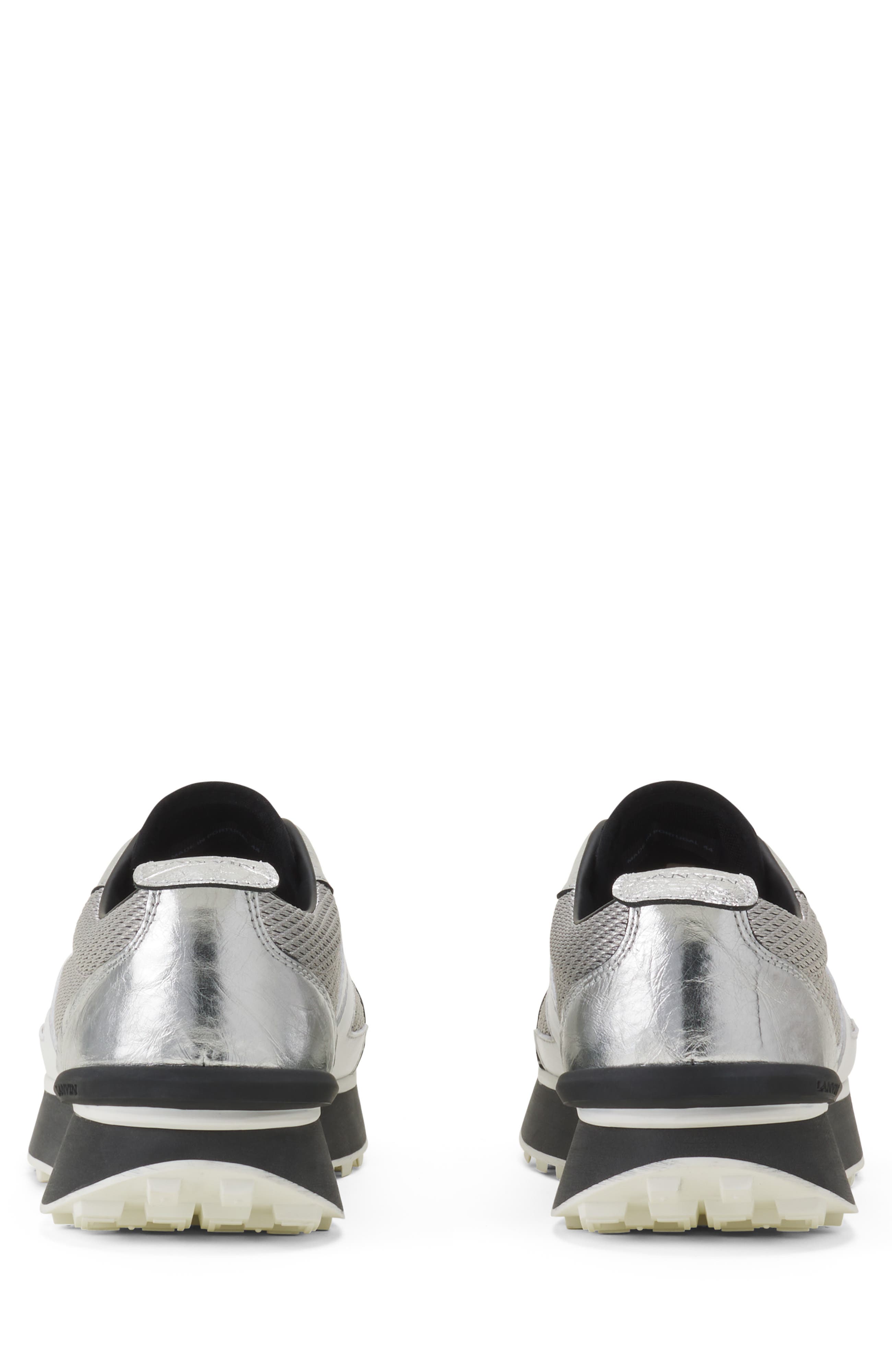 Lanvin Bumpr Sneakers In Crinkled Metallic Leather, Alternate, color, White