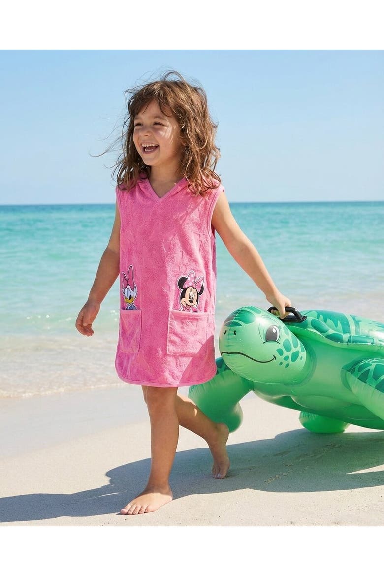 Minnie Mouse Hooded Swimwear Cover Up, Alternate, color, Minnie Daisy Pink
