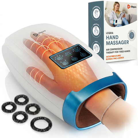 Legra Plus Hand Massager with Heat and Compression Finger, Wrist, and Palm Massager with 5 and 6 Modes