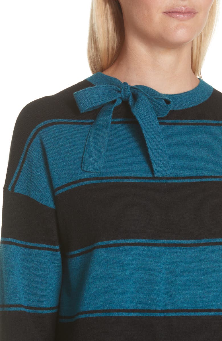 Marc Jacobs Tie Neck Stripe Wool Sweater Dress, Alternate, color, 