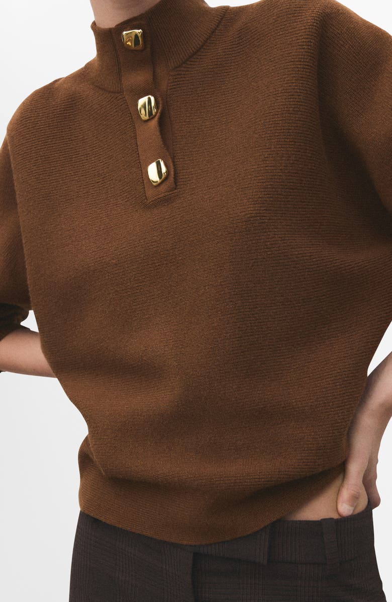 MANGO Uptown Polo Sweater, Alternate, color, Brown