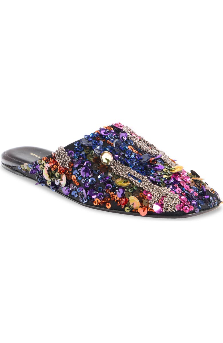 Dries Van Noten Sequin & Bead Mule, Main, color, Orange Multicolor