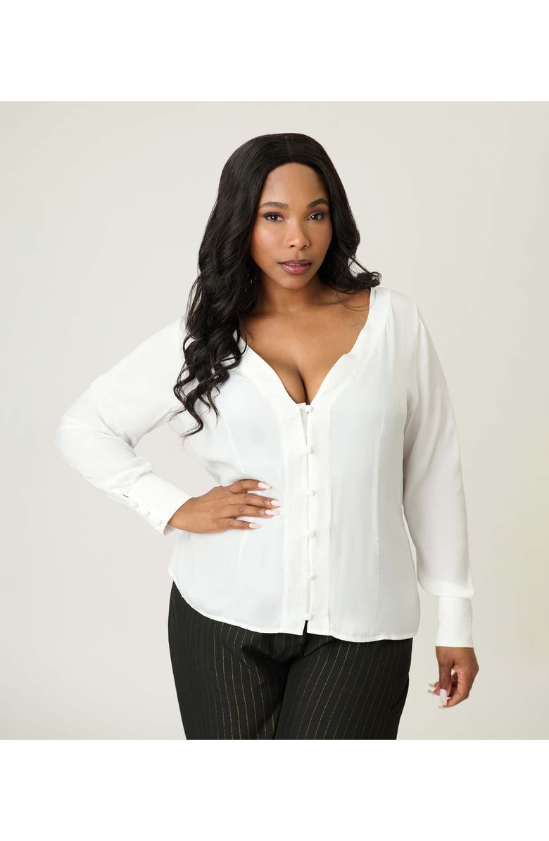 Unique Vintage Plus Size Long Sleeve Blouse, Main, color, Ivory